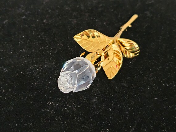 アクセサリー Swarovski crystal memories ROSE SWAROVSKI CRYSTAL MEMORIES GOLD TONE ROSE BROOCH PIN - NEW