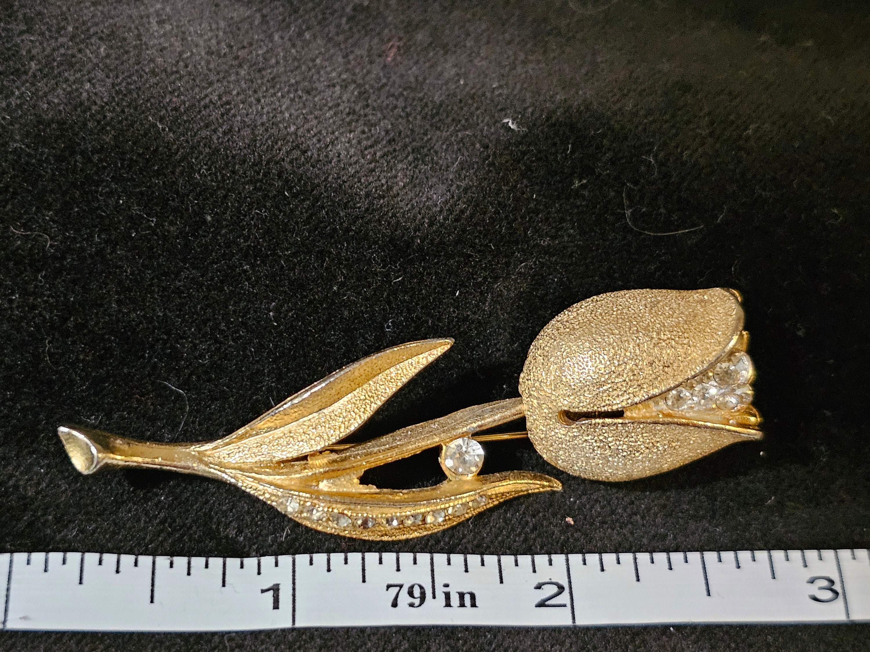 BSK Vintage 1960's/70's Hallmarked Brushed Goldtone Tulip BSK Vintage 1960's/70's Hallmarked Brushed Goldtone Tulip