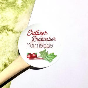 24 Aufkleber Erdbeer Rhabarber Marmelade Etiketten