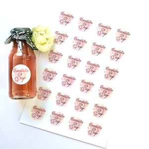24 Stickers Rose petal syrup labels