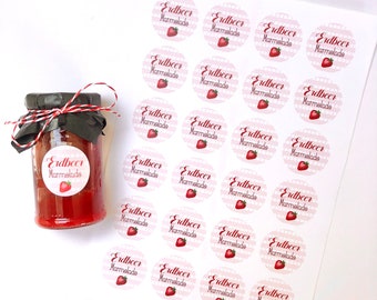 24 Aufkleber Erdbeermarmelade Etiketten