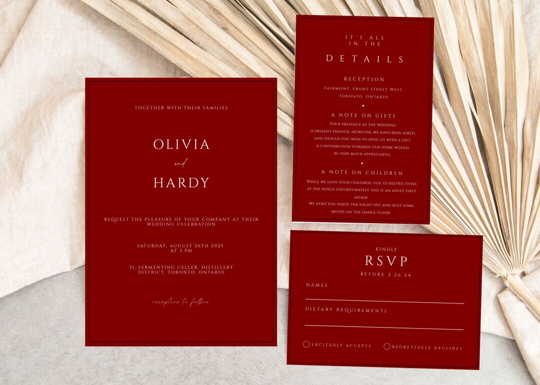 Wedding Invitation Bundle Minimalist Wedding Invitation Etsy UK