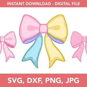 Bow Svg Cricut Design Coquette Pastel Bow Png Dxf Jpg 001