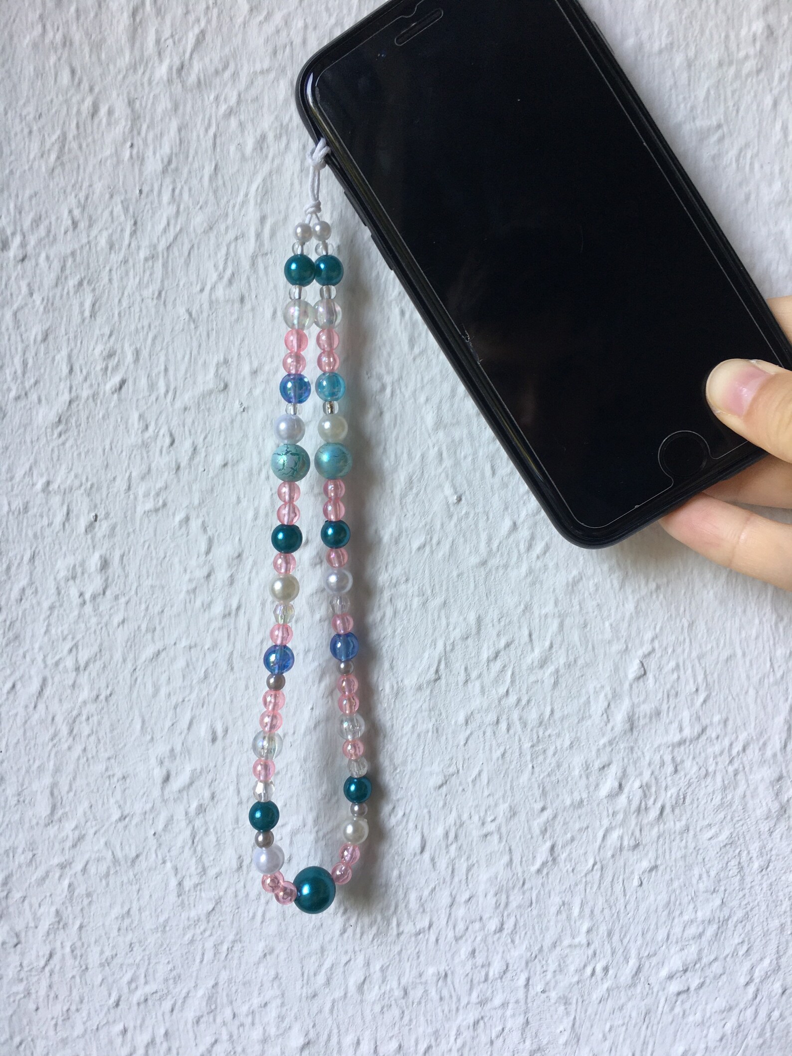 Cell Phone Necklace with Pearls Blue Phone Charm with Pearls Etsy