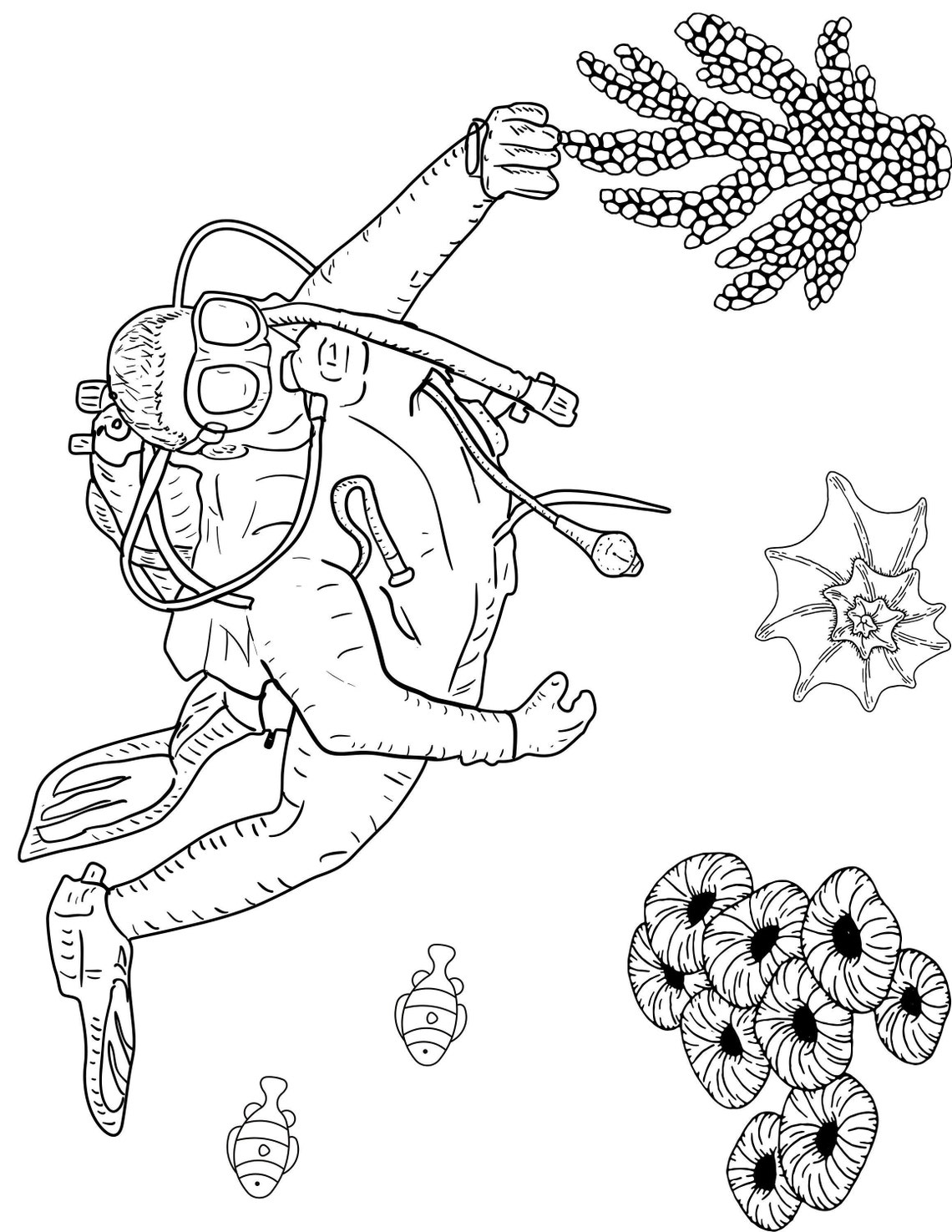 Scuba Diving Coloring Pages - Etsy