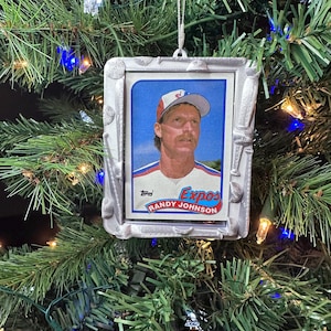 Ornamento porta-carte da baseball stampato in 3D / Decorazione per albero di Natale con caricamento dall'alto / Regalo perfetto per collezionisti di carte da baseball
