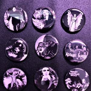 Old School Horror Pins 1.25&quot; Pinback Buttons