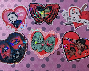 Adesivos de Terror com Glitter | Assassinos em Série | Terror Clássico