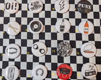 Punk Rock Pins 1.00" Pinback Buttons
