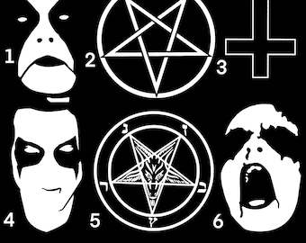 Black Metal Decals | Corpse Paint | Pentagram| Die Cut Glossy Vinyl Decal | Waterproof White