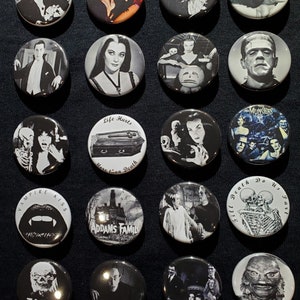 Old School Horror Pins 1.25" Pinback Buttons