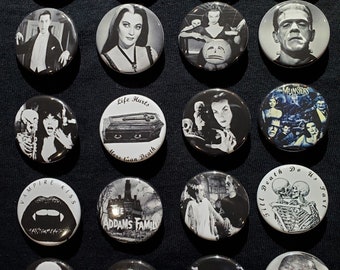 Old School Horror Pins 1.25" Pinback Buttons
