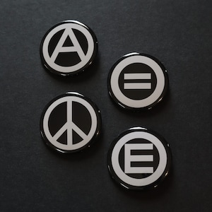 Peace, Equality, (A), (E) Symbols Pinback Buttons