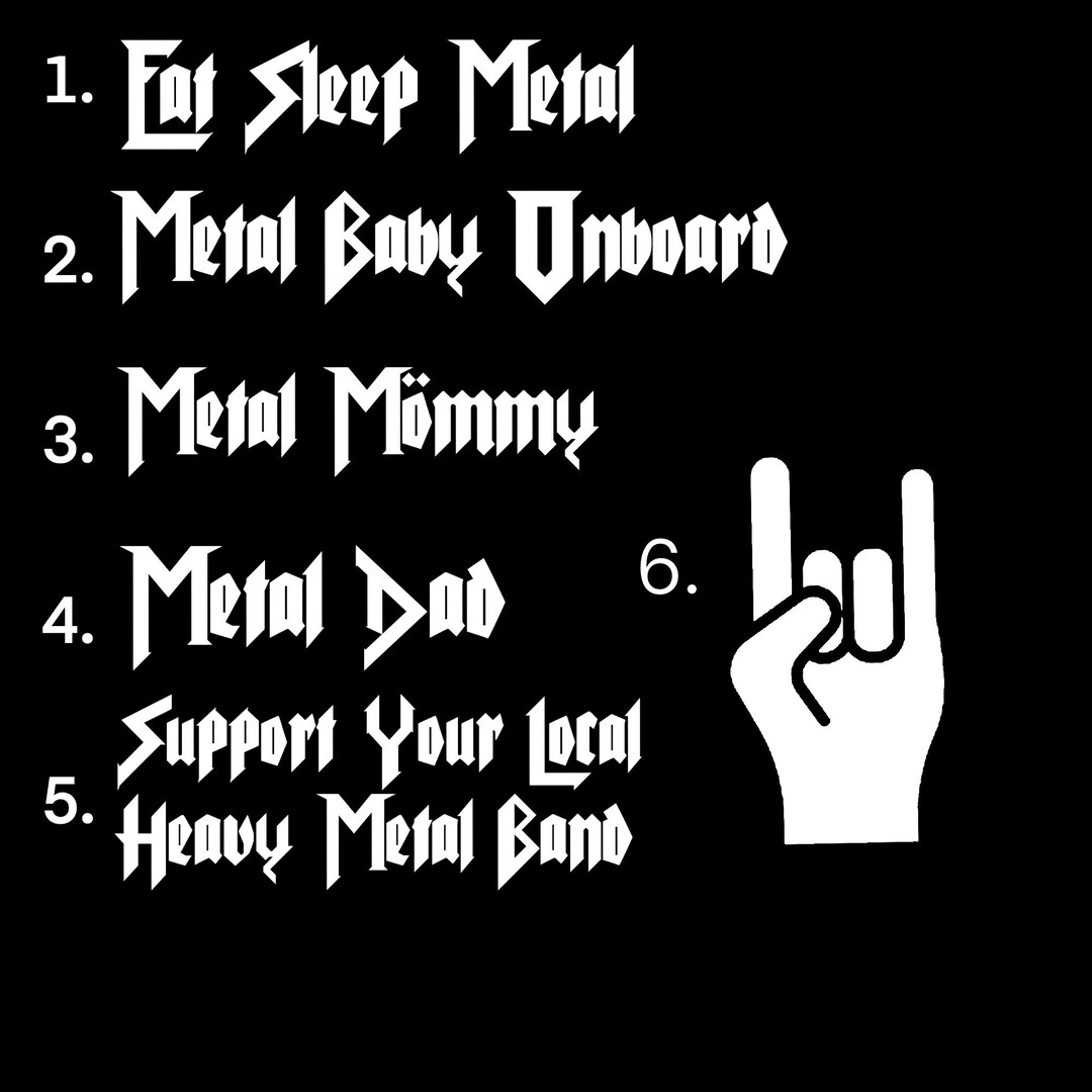 Heavy Metal Car Decals | Die Cut Glossy Vinyl Decal | Waterproof White ...