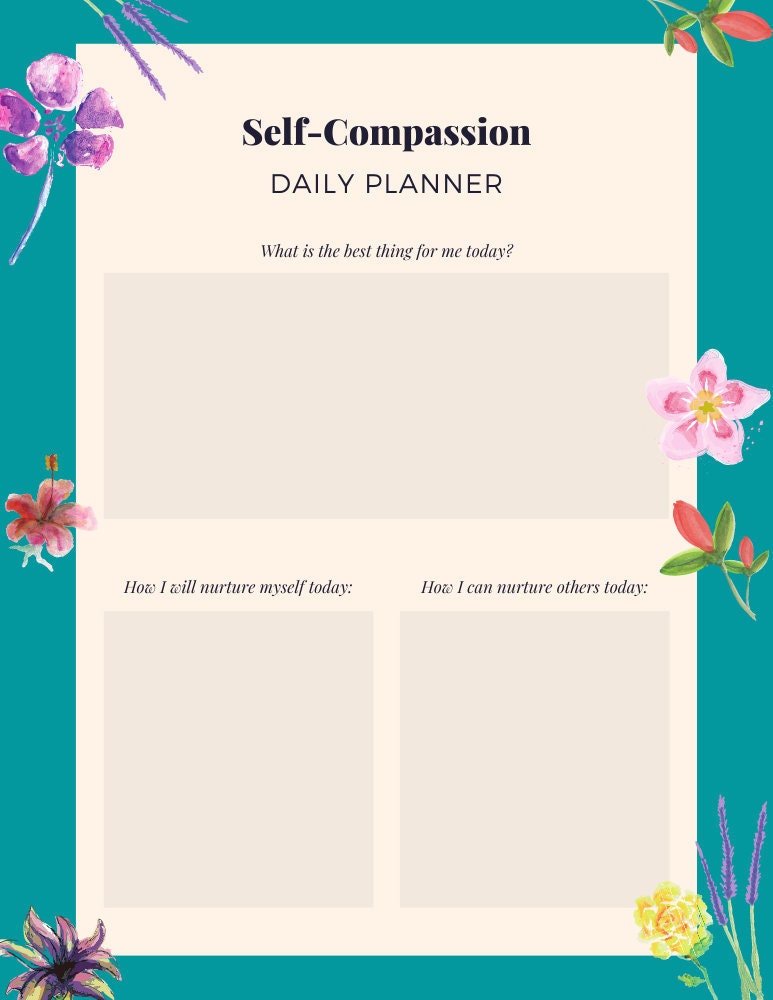 Self-compassion Daily Planner Sheet - Etsy