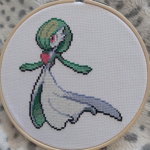 Ralts, Kirlia, Gardevoir Pokemon Evolution Cross Stitch Pattern