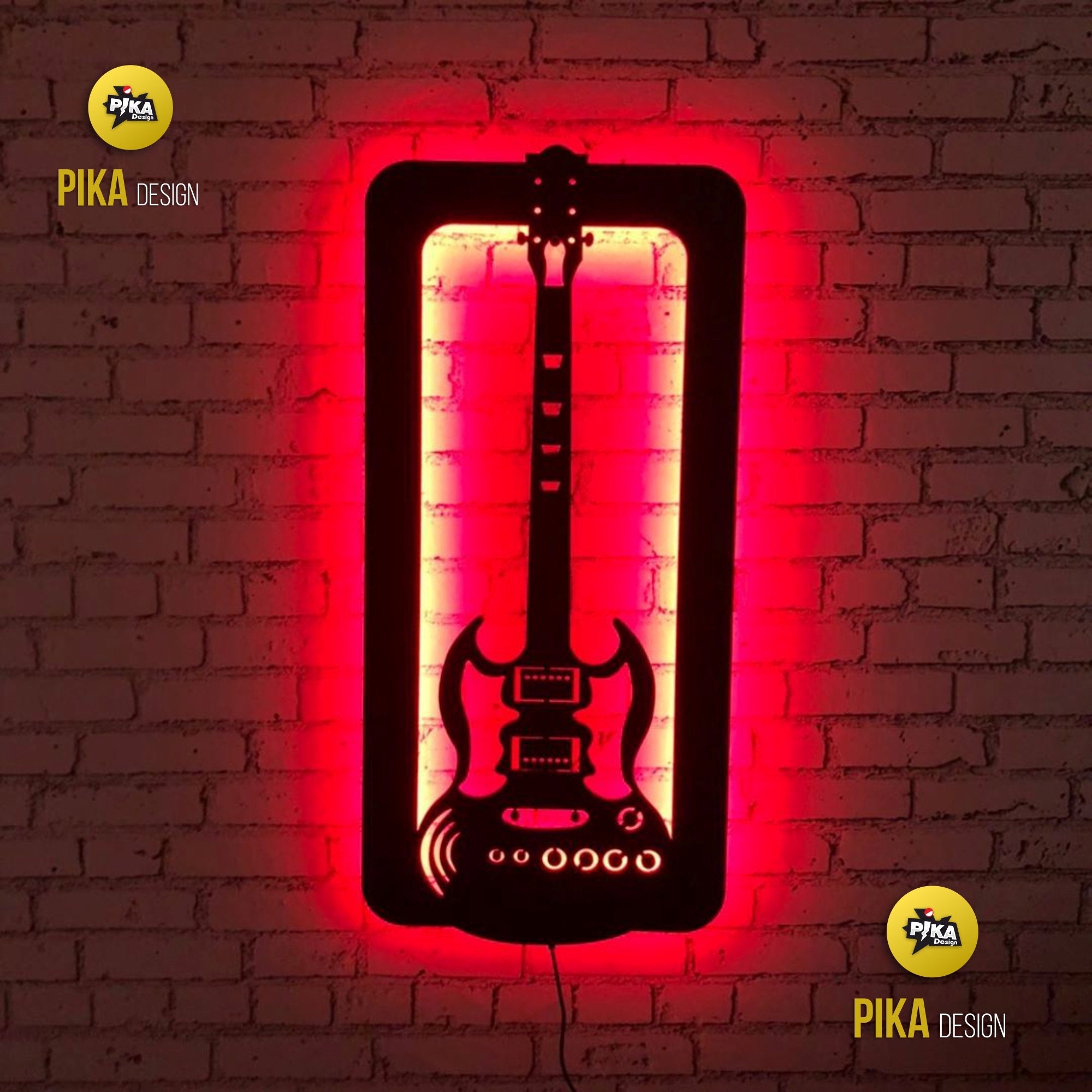 Led light guitar decor illuminated electro guitar wall decor Etsy