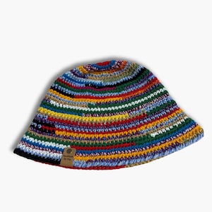 Crochet Boho Bucket Hat: Multicolored Cotton, Fits Up to 55cm