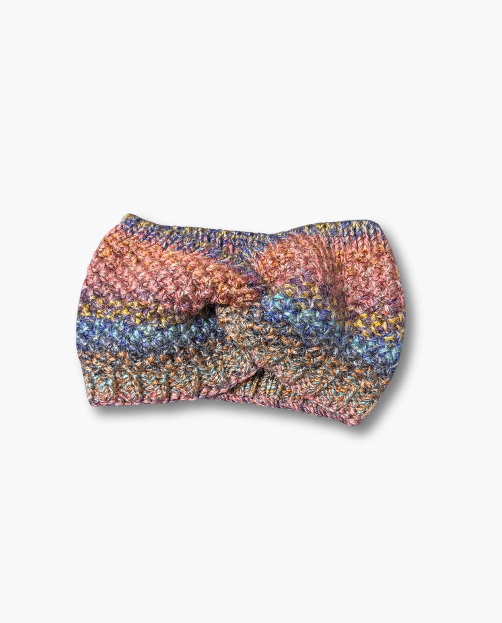 Knitted Headband: Twisted Multicoloured Acrylic Ear Warmer