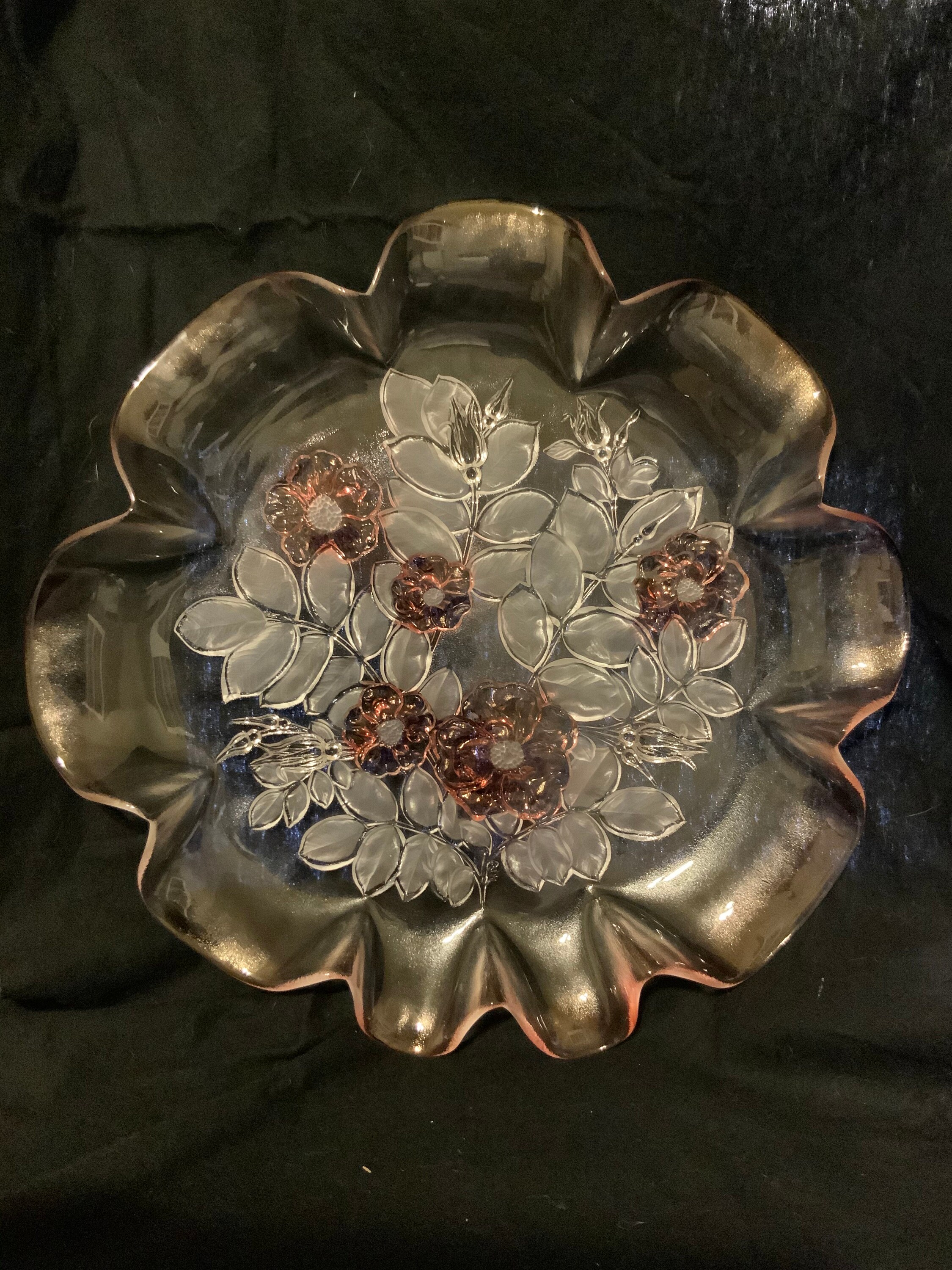 17 MIKASA Pink Glass Round Serving Platter Etsy