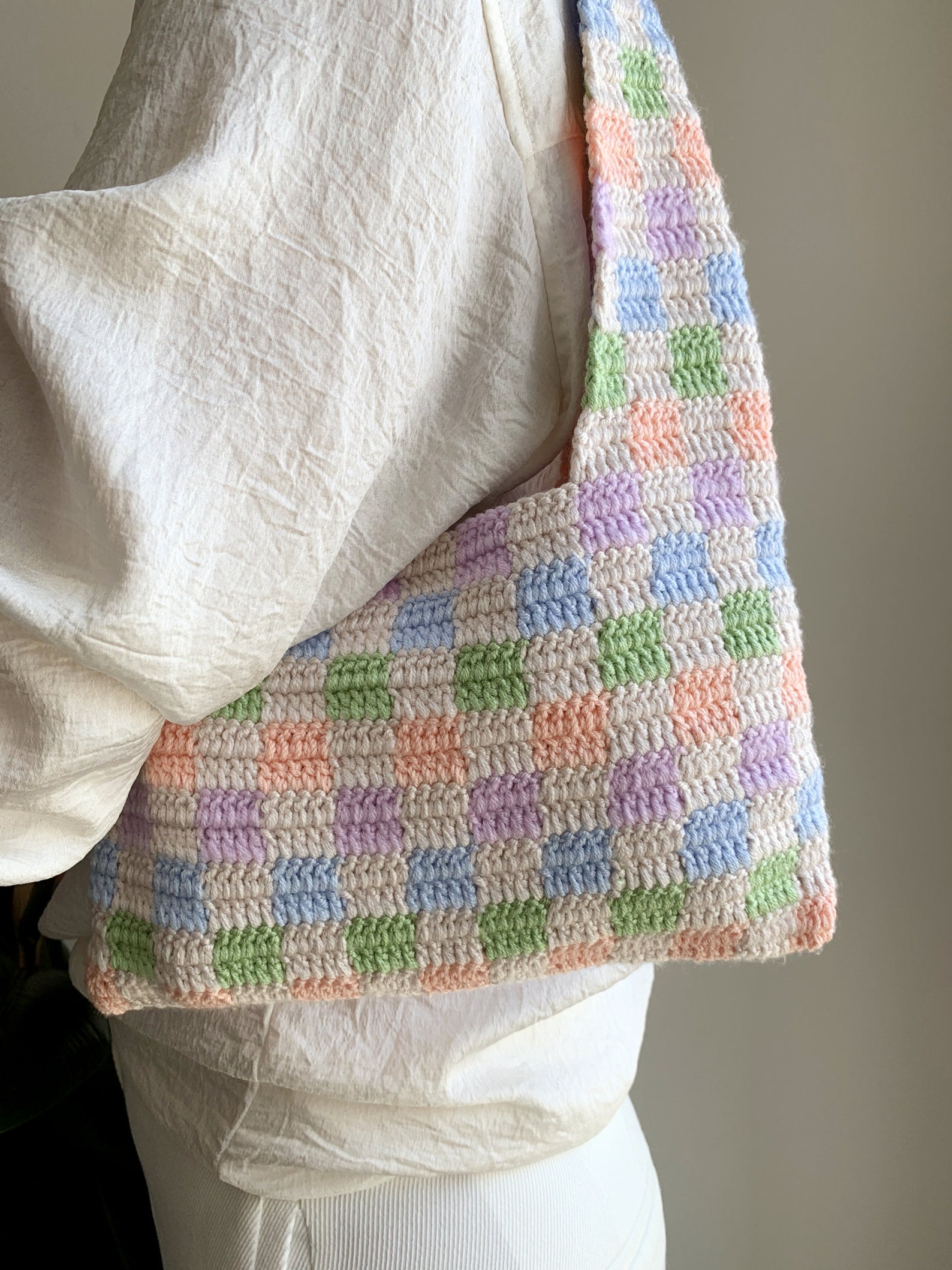 Crochet Checkered Bags Crochet Bags Checkered Shoulder Bag | Etsy