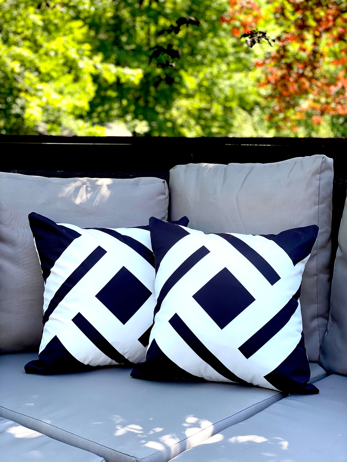 Outdoor Throw Pillow Cover BLACK Waterproof for Patio/Deck Etsy