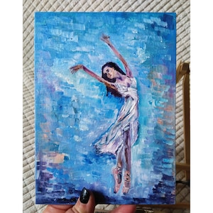 Ballerina Painting Dancer Original Painting Impasto Oil Painting Woman Figure Dance Artwork Small Painting 8х6 Modern Wall Art by OlgaMolArt