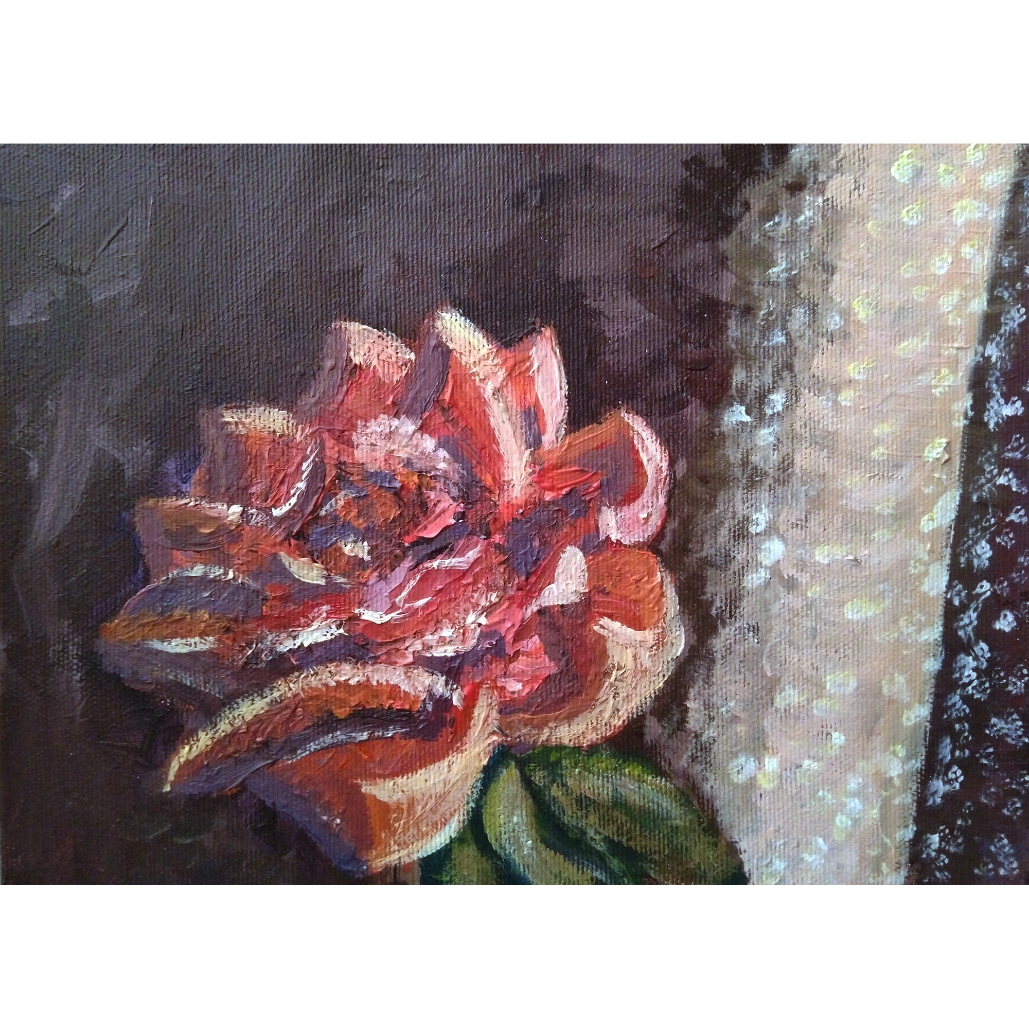 Rose Red Painting Floral Original Art Rose Impasto Oil Painting Square ...