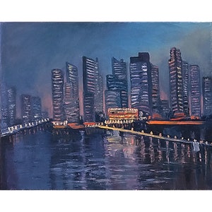 New York Cityscape Painting Manhattan Original Art Large Abstract Art Colorful Painting Wall Decor 15.5 by19.5 Modern Wall Art by OlgaMolArt