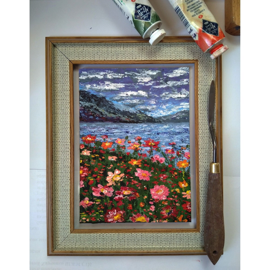 California Poppies Art Original Oil Painting Impasto Abstract Seascape ...