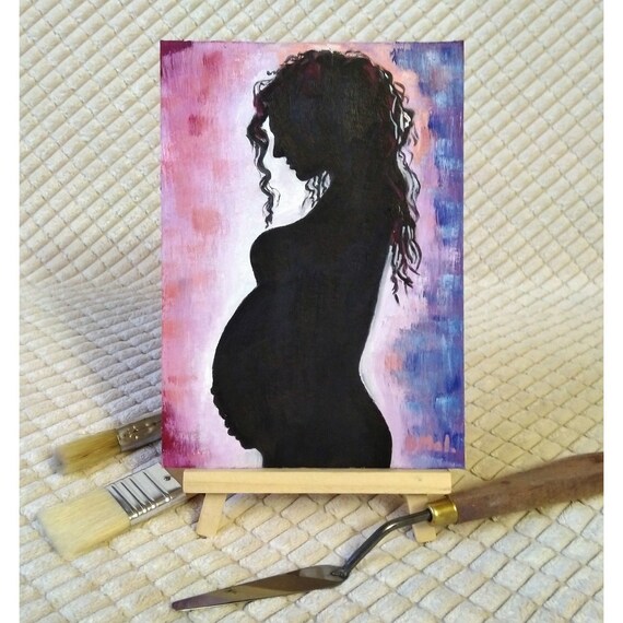 Pregnant Painting Family Original Art Small Oil Painting Etsy