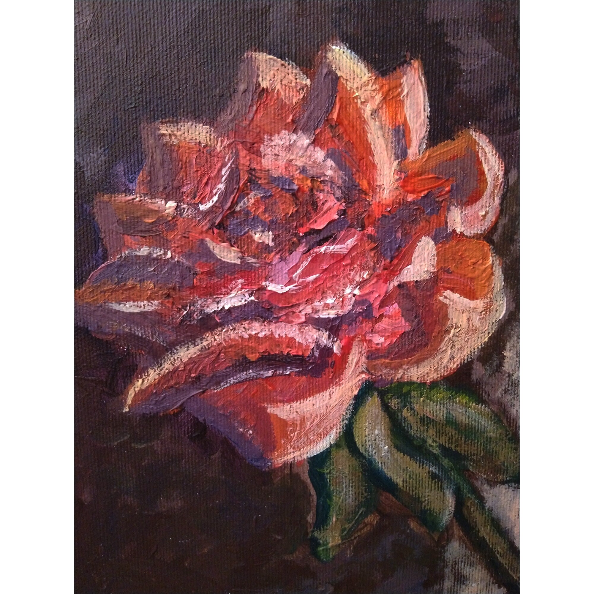 Rose Red Painting Floral Original Art Rose Impasto Oil Painting Square ...