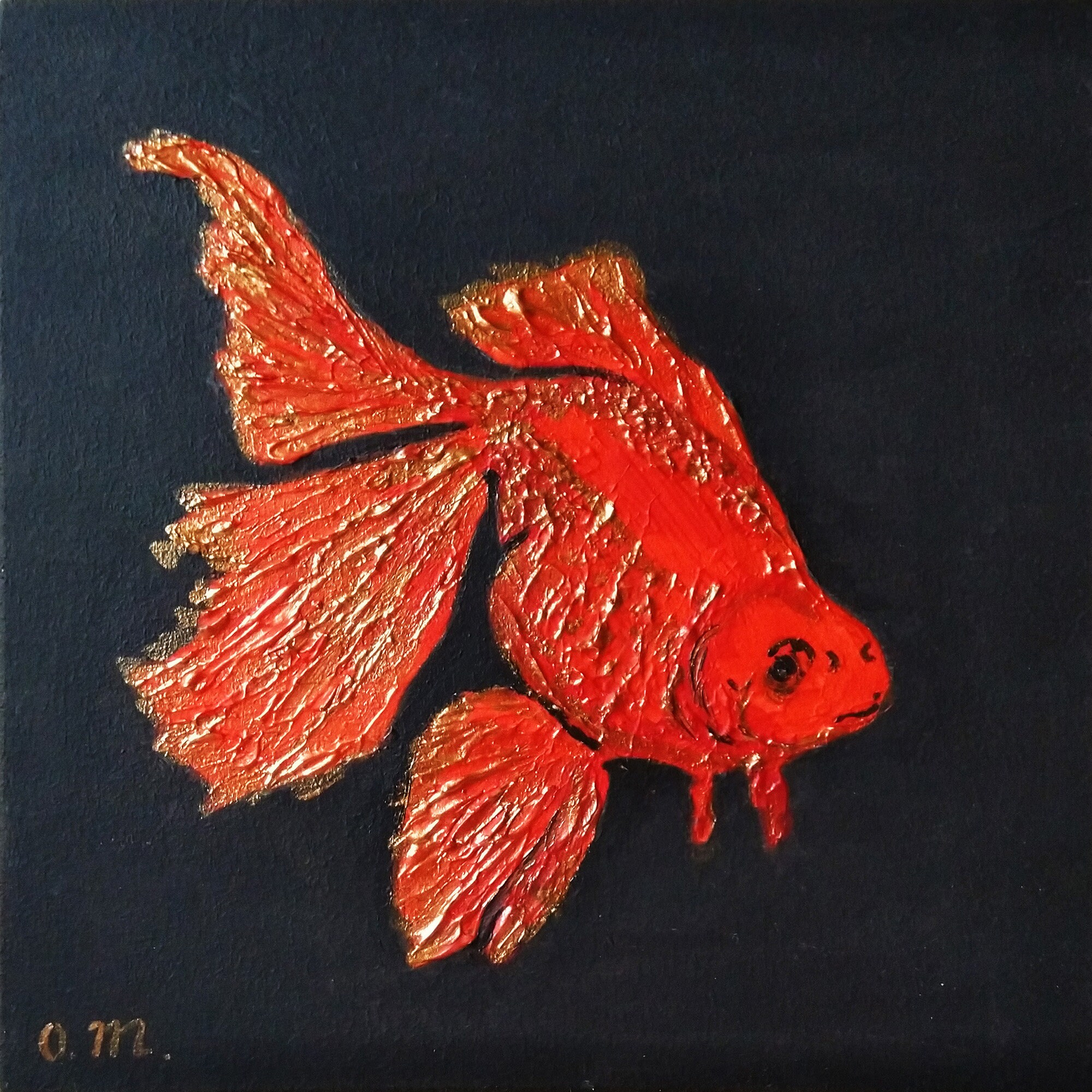 Goldfish Painting Animal Original Art Set 2 Artworks Colorful Fish ...