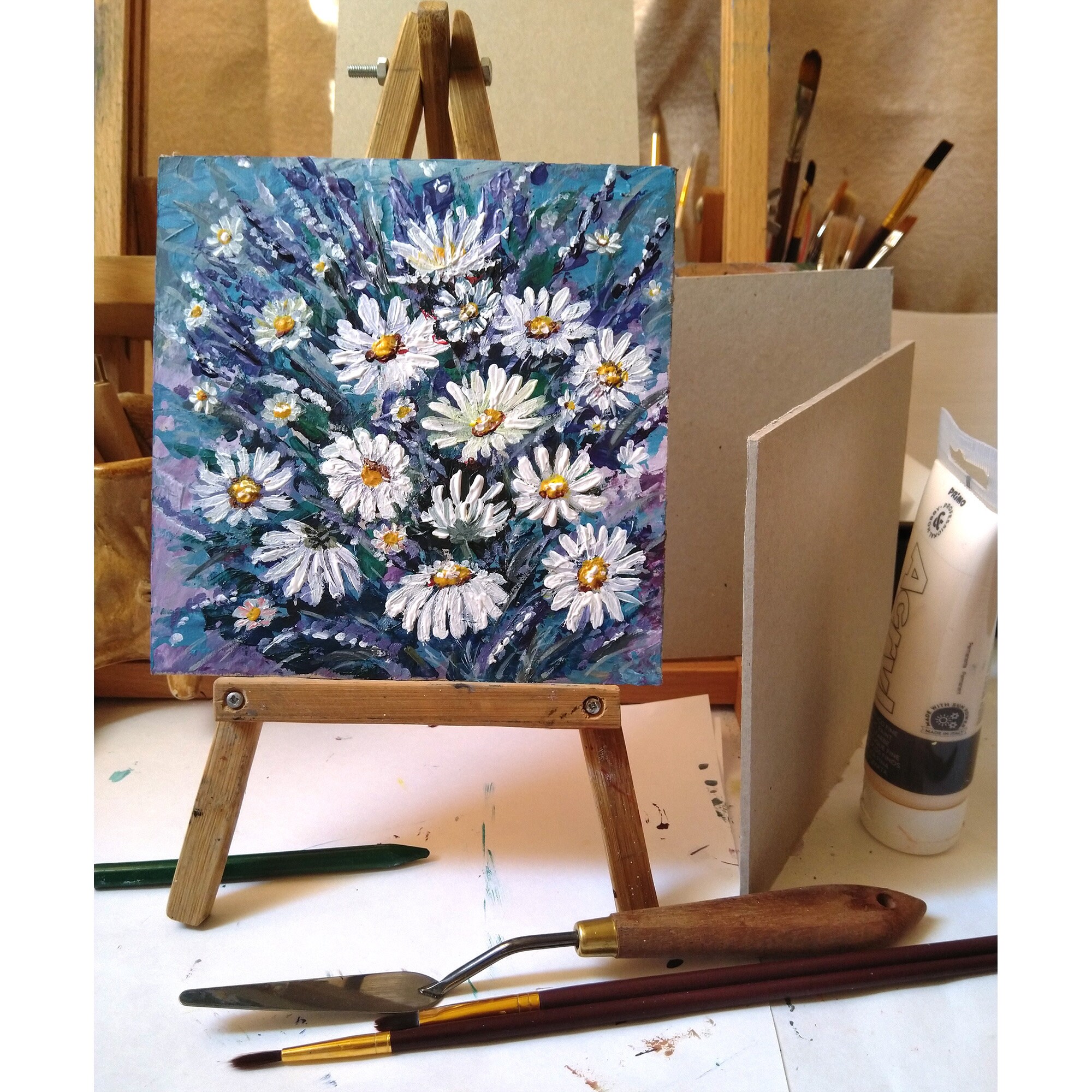 Daisy Painting Floral Original Art Small Floral Artwork Colorful ...