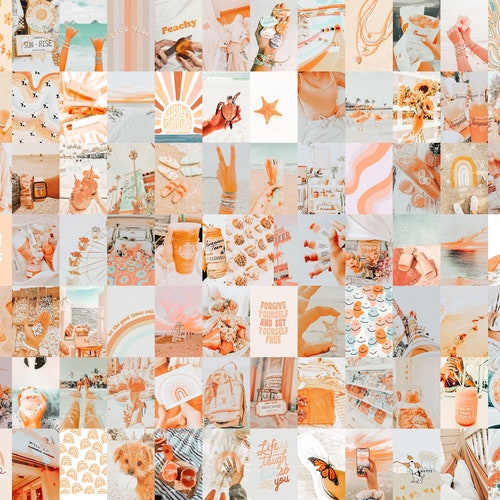 105 PCS Peachy Wall Collage Kit Peach Orange Aesthetic - Etsy