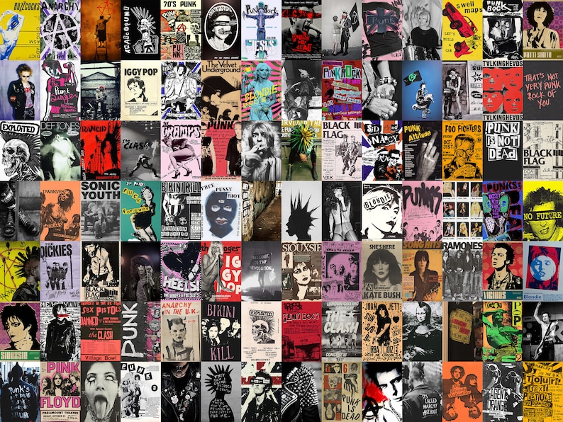 120 PCS Punk Rock Metal Wall Collage Kit Vintage Grunge Etsy