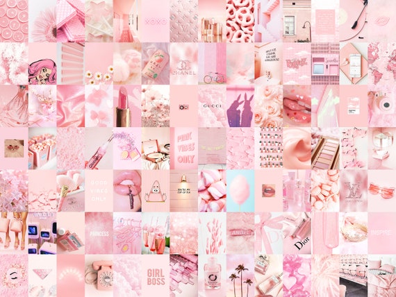 Buy 130 PCS Blush Pink Wall Collage Kit Baby Pink Aesthetic Online in India  
