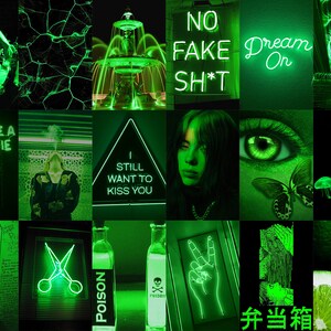 105 PCS Euphoria Green Wall Collage Kit Green Neon (Instant Download ...