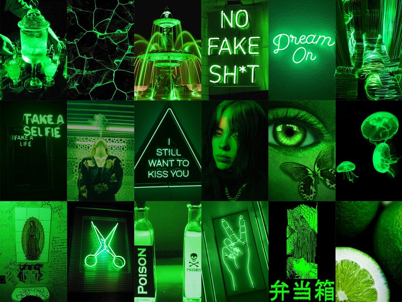 105 PCS Euphoria Green Wall Collage Kit Green Neon - Etsy