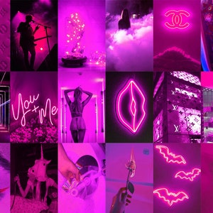 180 PCS Neon Pink Wall Collage Kit Boujee Pink Art Aesthetic - Etsy