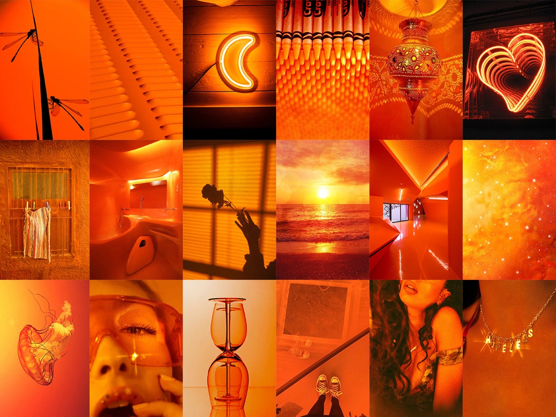 105 PCS Neon Orange Wall Collage Kit Boujee Orange Neon | Etsy