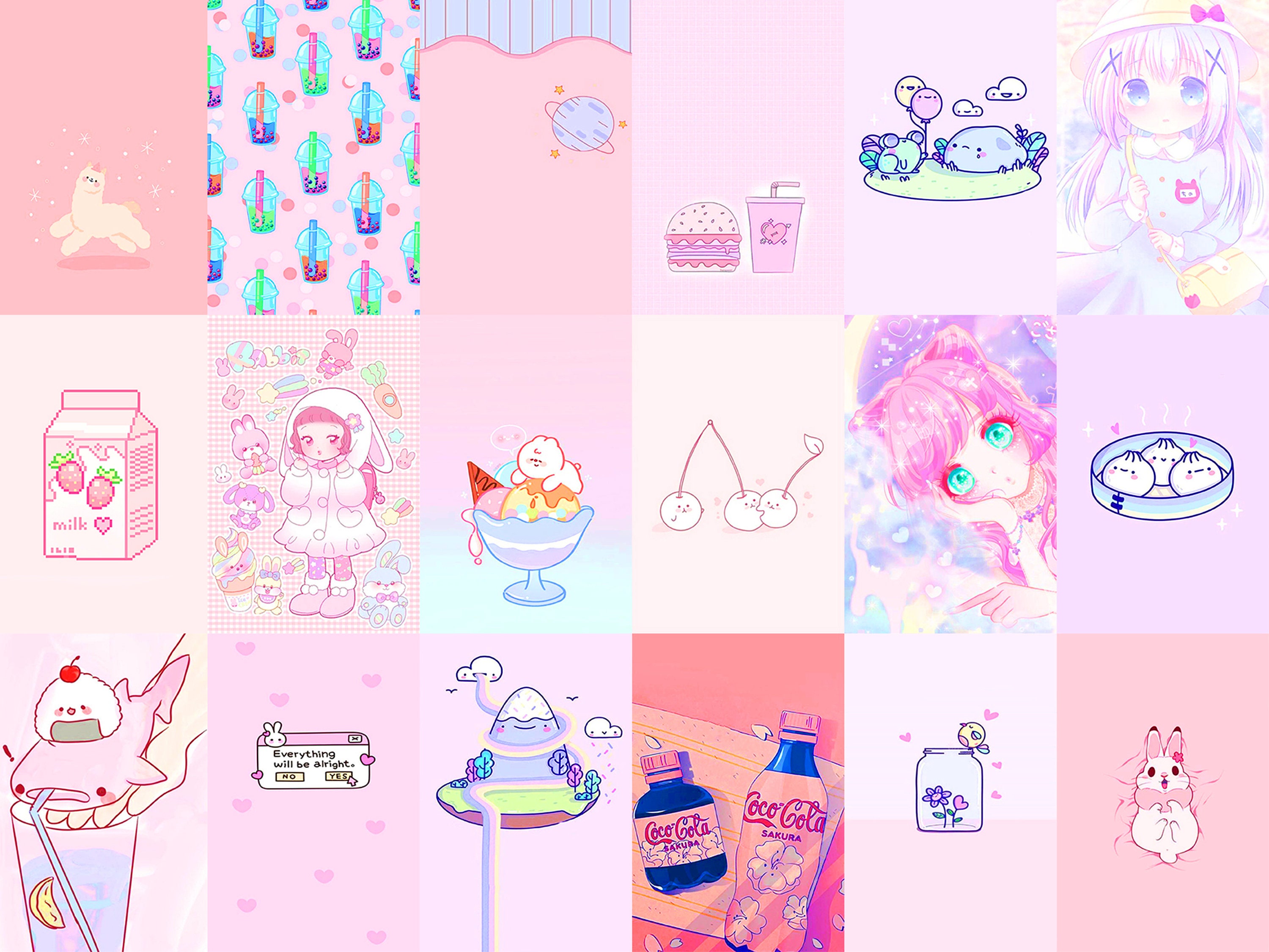 155 PCS Pink Kawaii Wall Collage Kit Pastel Manga - Etsy