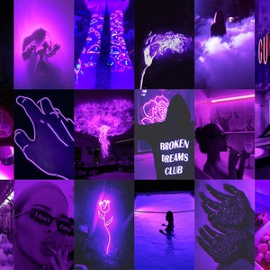 177 PCS Euphoria Purple Wall Collage Kit Purple Neon Aesthetic Photo ...