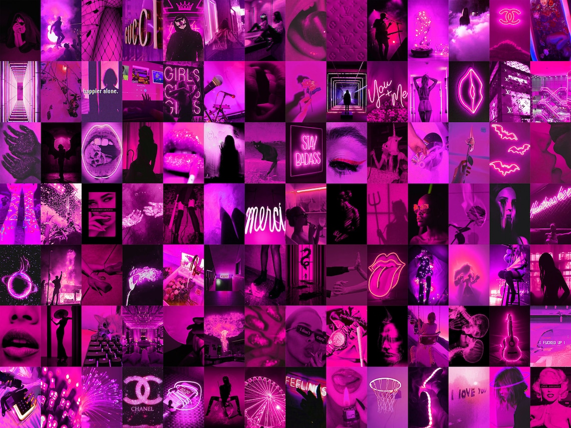 180 PCS Neon Pink Wall Collage Kit Boujee Pink Art Etsy UK
