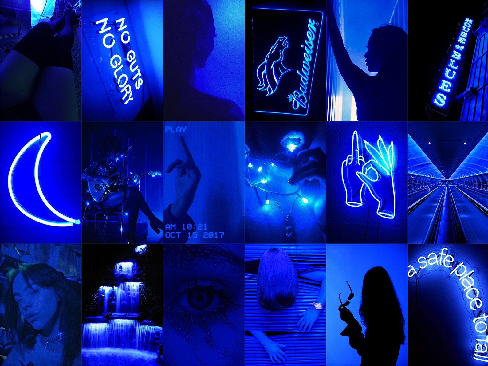 110 PCS Euphoria Blue Wall Collage Kit Blue Neon Aesthetic | Etsy
