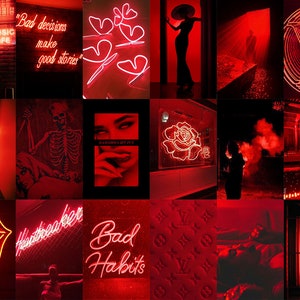 126 PCS Neon Red Wall Collage Kit Boujee Red Neon Aesthetic - Etsy