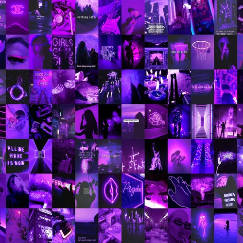 110 Pcs Boujee Purple Aesthetic Wall Collage Kit Neon Purple - Etsy