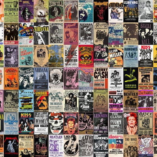 530PCS Vintage Concert Poster Retro Band Poster Classic Rock Etsy