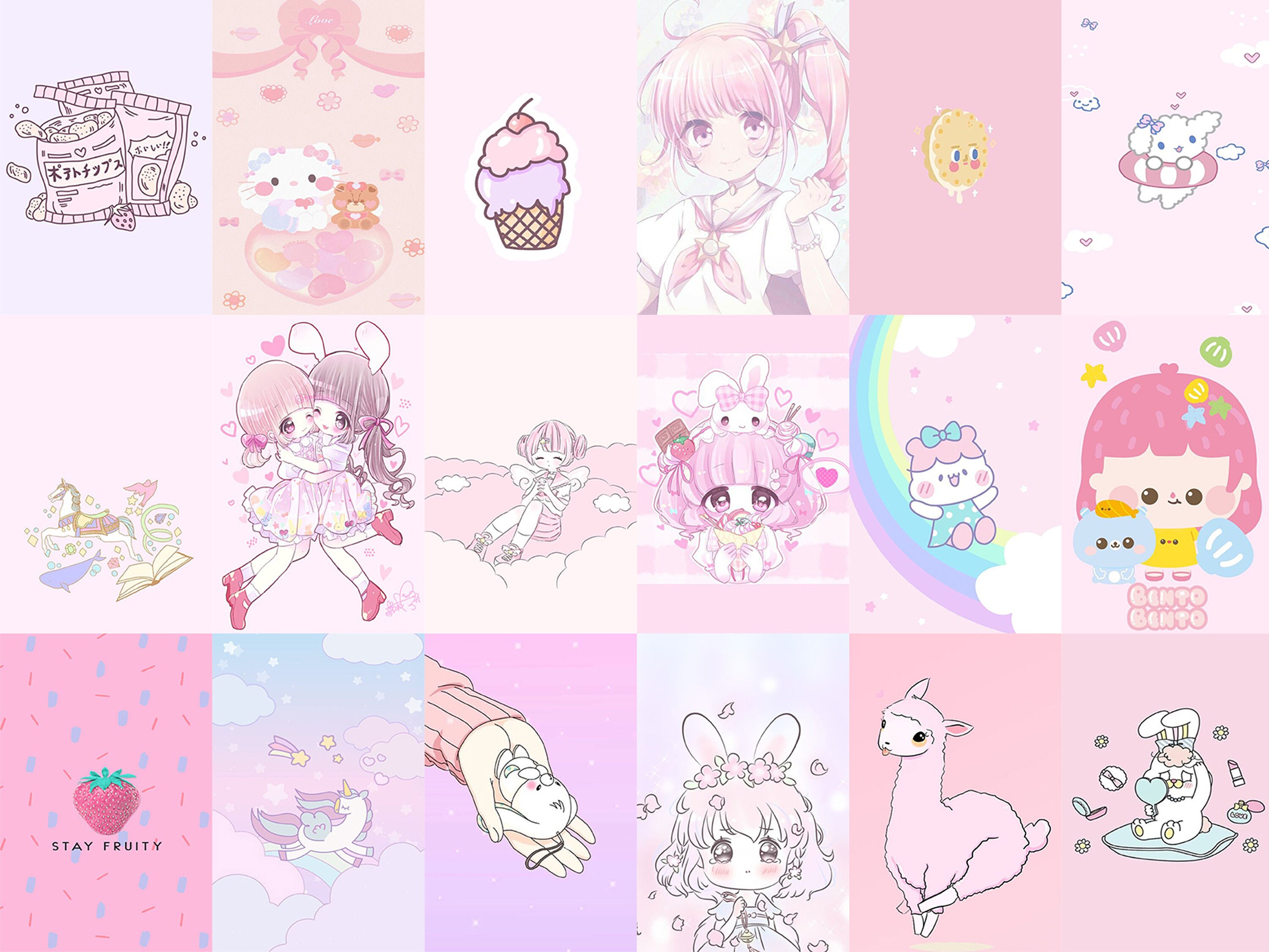 155 PCS Pink Kawaii / Anime Wall Collage Kit Pastel Pink | Etsy