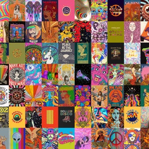 102 PCS 8.5''x11'' Vintage Hippie Wall Collage - Etsy